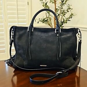 Rebecca Minkoff Gray Soft Suede Fringe Handbag w/ Crossbody Shoulder Strap